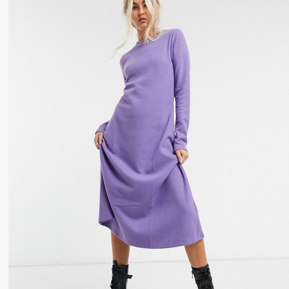 ASOS lilac purple midi swing sweatshirt dress